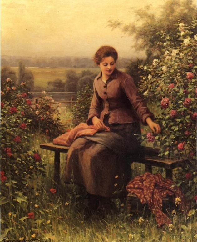 Daniel Ridgway Knight Seated Girl with Flowers